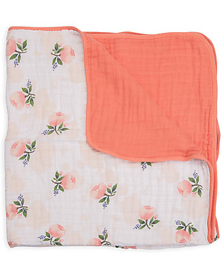 Little Unicorn Baby Quilt 120 x 120 cm, Watercolor Rose - 4 layers of 100% cotton muslin Blankets