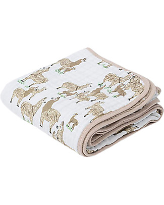 Little Unicorn Baby Quilt 120 x120 cm - Llama -4 layers of 100% cotton muslin Blankets