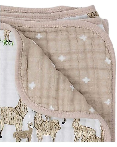 Little Unicorn Baby Quilt 120 x120 cm - Llama -4 layers of 100% cotton muslin Muslin Swaddle