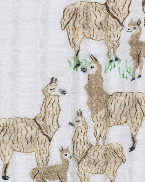 Little Unicorn Baby Quilt 120 x120 cm - Llama -4 layers of 100% cotton muslin Muslin Swaddle