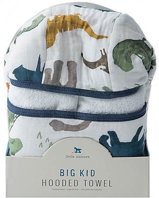 Little Unicorn Big Kid Hooded Towel Dino Friends - Terry cotton muslin Towels And Flannels