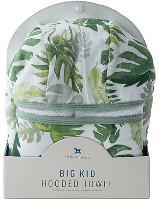 Little Unicorn Big Kid Hooded Towel Tropical Leaf - Terry cotton muslin Towels And Flannels