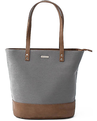 Little Unicorn Broadwalk Tote, Vegan Leather Changing Bag, Grey - With changing pad and stroller hooks Diaper Changing Bags & Accessories