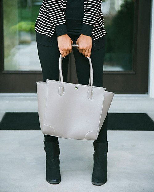 Little Unicorn Brookside, Vegan Leather Changing Bag, Taupe - With changing pad and stroller hooks Diaper Changing Bags