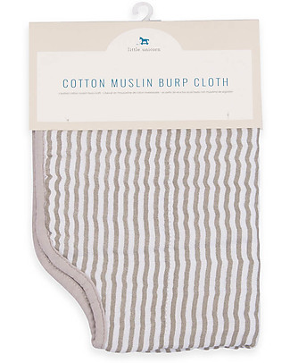 Little Unicorn Burp Cloth - Grey Stripe - 4 Quilted Layers of 100% Cotton Muslin Burpy Bibs