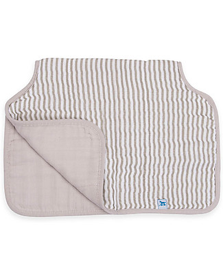 Little Unicorn Burp Cloth - Grey Stripe - 4 Quilted Layers of 100% Cotton Muslin Burpy Bibs