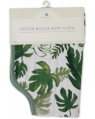 Little Unicorn Burp Cloth, Tropical Leaf - 4 Quilted Layers of 100% Cotton Muslin Burpy Bibs