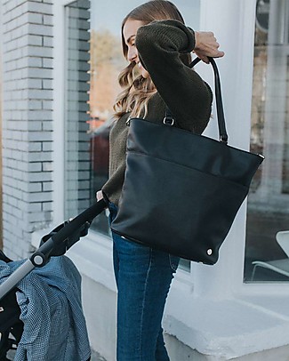 Little Unicorn Citywalk Tote Vegan Leather Changing Bag - Black - Changing mat included! Diaper Changing Bags & Accessories