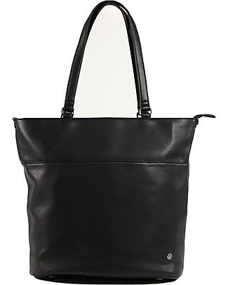 Little Unicorn Citywalk Tote Vegan Leather Changing Bag - Black with Brushed Nicklel - Changing mat included! Diaper Changing Bags