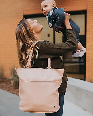 Little Unicorn Citywalk Tote Vegan Leather Changing Bag - Blush - Changing mat included! Diaper Changing Bags & Accessories