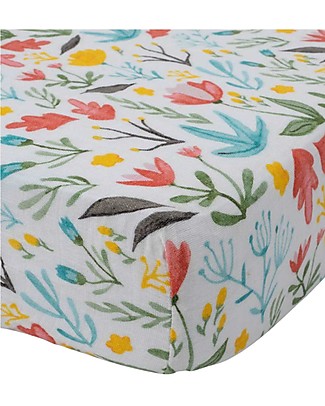 Little Unicorn Cotton Muslin Crib Sheet - Meadow Cradle Bed Linen