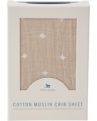 Little Unicorn Cotton Muslin Crib Sheet - Taupe Cross Bed Sheets