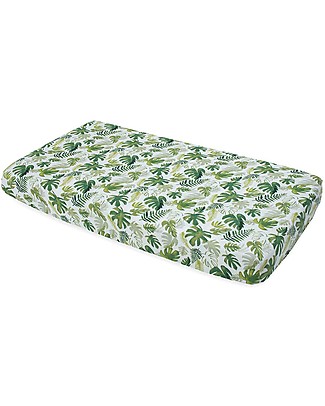 Little Unicorn Crib Sheet - Tropical Leaf - 100% Cotton Muslin Cradle Bed Linen