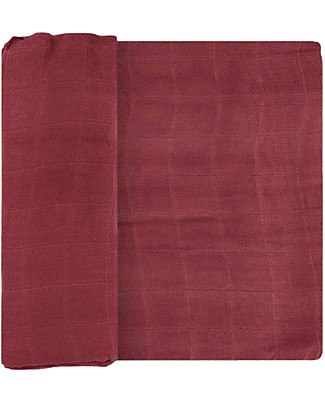 Little Unicorn Deluxe Maxi Swaddle Blanket - Dusty Maroon - 120 x 120 cm - 100% Rayon Muslin from Bamboo Muslin Swaddle