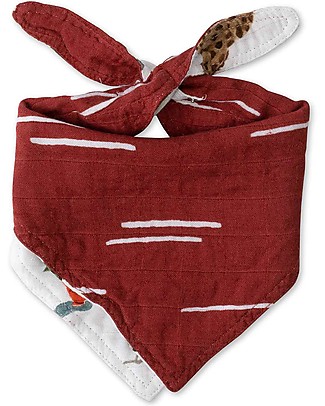 Little Unicorn Deluxe Reversible Bandana Bib, Safari Social - 3 layers of 100% Bamboo Muslin Bandana Bibs