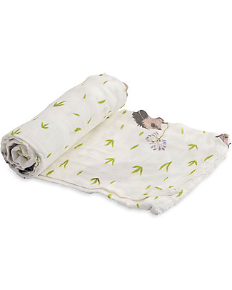 Little Unicorn Deluxe Swaddle Blanket 120 x 120 cm, Hedgehog- 100% bamboo muslin Swaddles