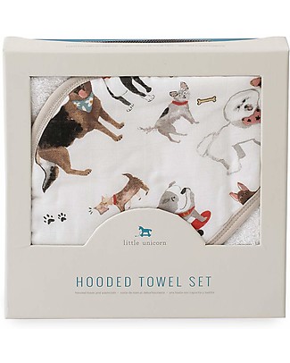 Little Unicorn Hooded Towel & Wash Cloth, Woof - Terry Cotton Muslin Towels And Flannels