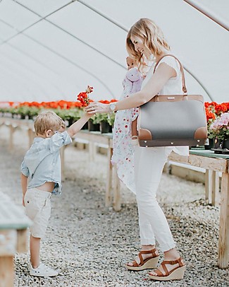 Little Unicorn Manifest Weekender Vegan Leather Changing Bag, Grey - With changing pad and stroller hooks Diaper Changing Bags & Accessories