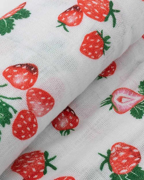 Little Unicorn Multi-purpose Muslin - 100% Cotton - 120 x 120 cm - Strawberry Patch Muslin Swaddle