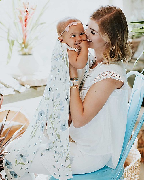 Little Unicorn Multi-purpose Muslin - 120 x 120 cm - Blue Windflower - 100% Bamboo Muslin Swaddle