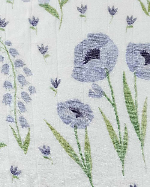 Little Unicorn Multi-purpose Muslin - 120 x 120 cm - Blue Windflower - 100% Bamboo Muslin Swaddle
