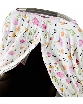 Little Unicorn Muslin Car Seat Canopy - Berry & Bloom - 100% Cotton Muslin Accessories