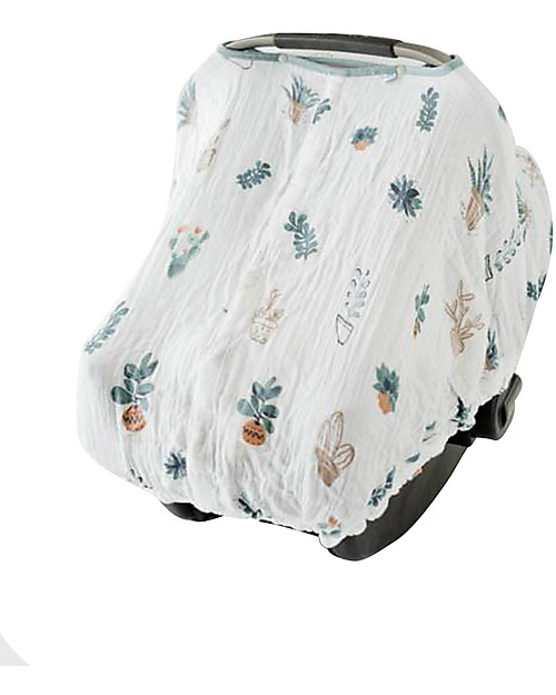 Little Unicorn Muslin Car Seat Canopy - Prickle Pots - 100% Cotton Muslin Accessories