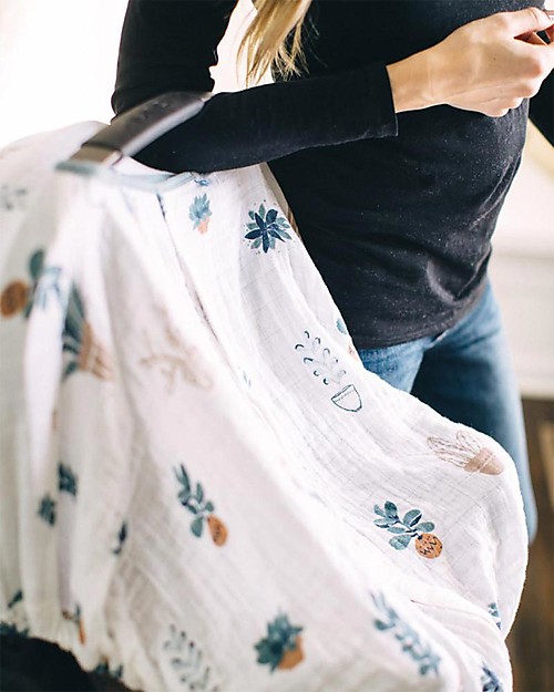 Little Unicorn Muslin Car Seat Canopy - Prickle Pots - 100% Cotton Muslin Accessories