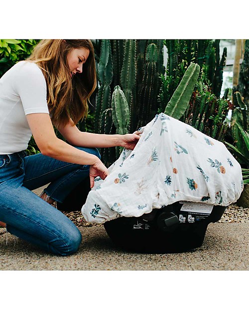 Little Unicorn Muslin Car Seat Canopy - Prickle Pots - 100% Cotton Muslin Accessories