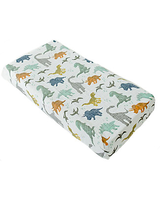 Little Unicorn Muslin Changing Pad Cover - Dino Friends - 100% Cotton Muslin Changing Mats And Covers