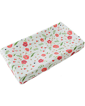 Little Unicorn Muslin Changing Pad Cover - Summer Poppy - 100% Cotton Muslin Changing Mats And Covers