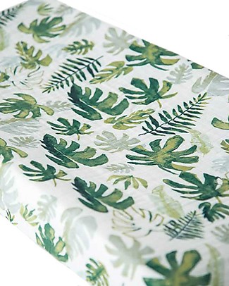 Little Unicorn Muslin Changing Pad Cover - Tropical Leaf - 100% Cotton Muslin Changing Mats Accessories