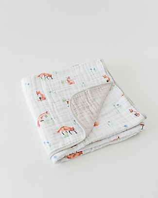 Little Unicorn OUTLET Baby Quilt 120 x 120 cm, Fox - 4 layers of 100% cotton muslin - Showroom Sample Blankets