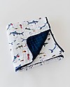 Little Unicorn OUTLET Baby Quilt 120 x 120 cm, Shark - 4 layers of 100% cotton muslin - Showroom Sample Muslin Swaddle