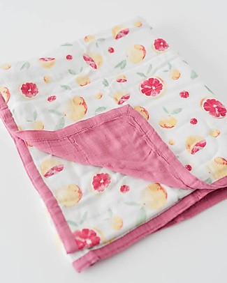 Little Unicorn OUTLET Deluxe Swaddle Blanket 120 x 120 cm, Citrus Fruit - 100% bamboo muslin - Showroom Sample Swaddles
