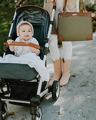 Little Unicorn OUTLET - Petite Manifest Vegan Leather Changing Bag, Olive - With changing pad and stroller hooks - Showroom Sample Diaper Changing Bags & Accessories