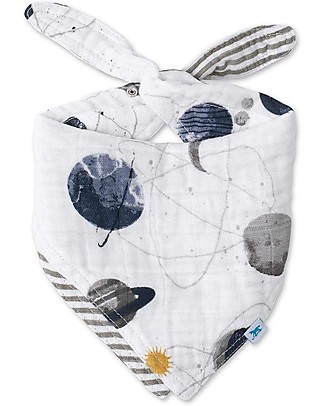 Little Unicorn Reversible Bandana Bib, Planetary - 3 Layers of 100 % Cotton Muslin Bandana Bibs