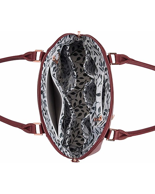 Little Unicorn Rotunda Bag, Vegan Leather Changing Bag, Pomegranate - With changing pad and stroller hooks Diaper Changing Bags