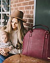 Little Unicorn Rotunda Bag, Vegan Leather Changing Bag, Pomegranate - With changing pad and stroller hooks Diaper Changing Bags