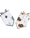 Little Unicorn Set of 2 Bandana Bibs, Bison - 3 Layers of 100 % Cotton Muslin Bandana Bibs