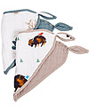 Little Unicorn Set of 2 Bandana Bibs, Bison - 3 Layers of 100 % Cotton Muslin Bandana Bibs