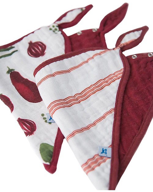 Little Unicorn Set of 2 Bandana Bibs, Farmers Market - 3 Layers of 100 % Cotton Muslin Bandana Bibs