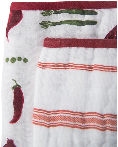 Little Unicorn Set of 2 Bandana Bibs, Farmers Market - 3 Layers of 100 % Cotton Muslin Bandana Bibs