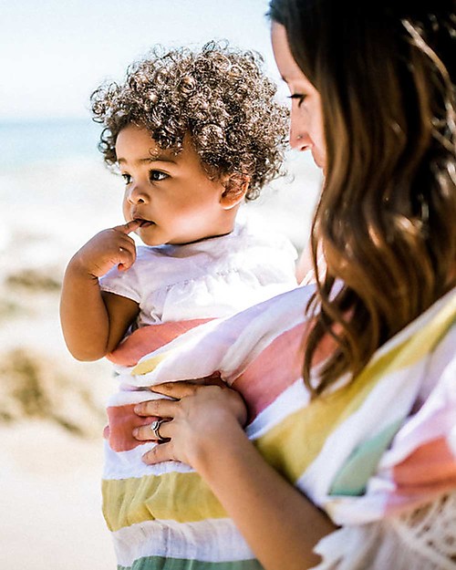 Little Unicorn Set of 3 Swaddle Blanket 120 x 120 cm, Cabana Stripe - 100% Cotton Muslin Muslin Swaddle