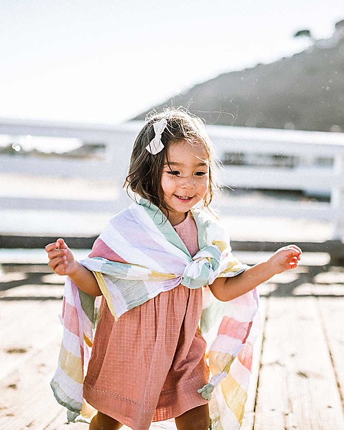 Little Unicorn Set of 3 Swaddle Blanket 120 x 120 cm, Cabana Stripe - 100% Cotton Muslin Muslin Swaddle