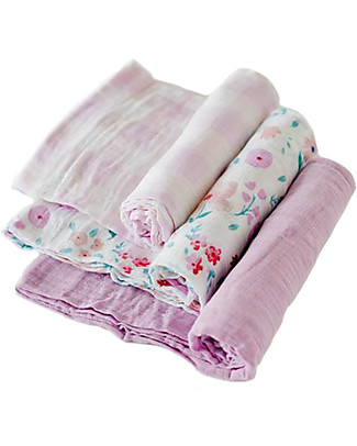 Little Unicorn Set of 3 Swaddle Blanket 120 x 120 cm, Morning Glory - 100% Cotton Muslin Swaddles