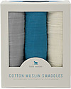 Little Unicorn Set of 3 Swaddle Blankets - Lake - 120 x 120 cm - 100% Cotton Muslin Muslin Swaddle