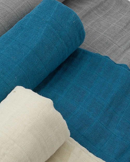 Little Unicorn Set of 3 Swaddle Blankets - Lake - 120 x 120 cm - 100% Cotton Muslin Muslin Swaddle