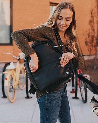 Little Unicorn Skyline Vegan Leather Backpack - Black - Changing mat included! Diaper Changing Bags & Accessories
