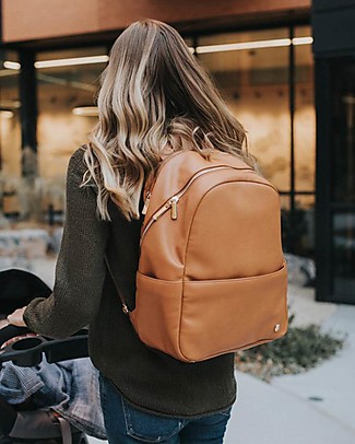 Little Unicorn Skyline Vegan Leather Backpack - Cognac - Changing mat included! Backpack